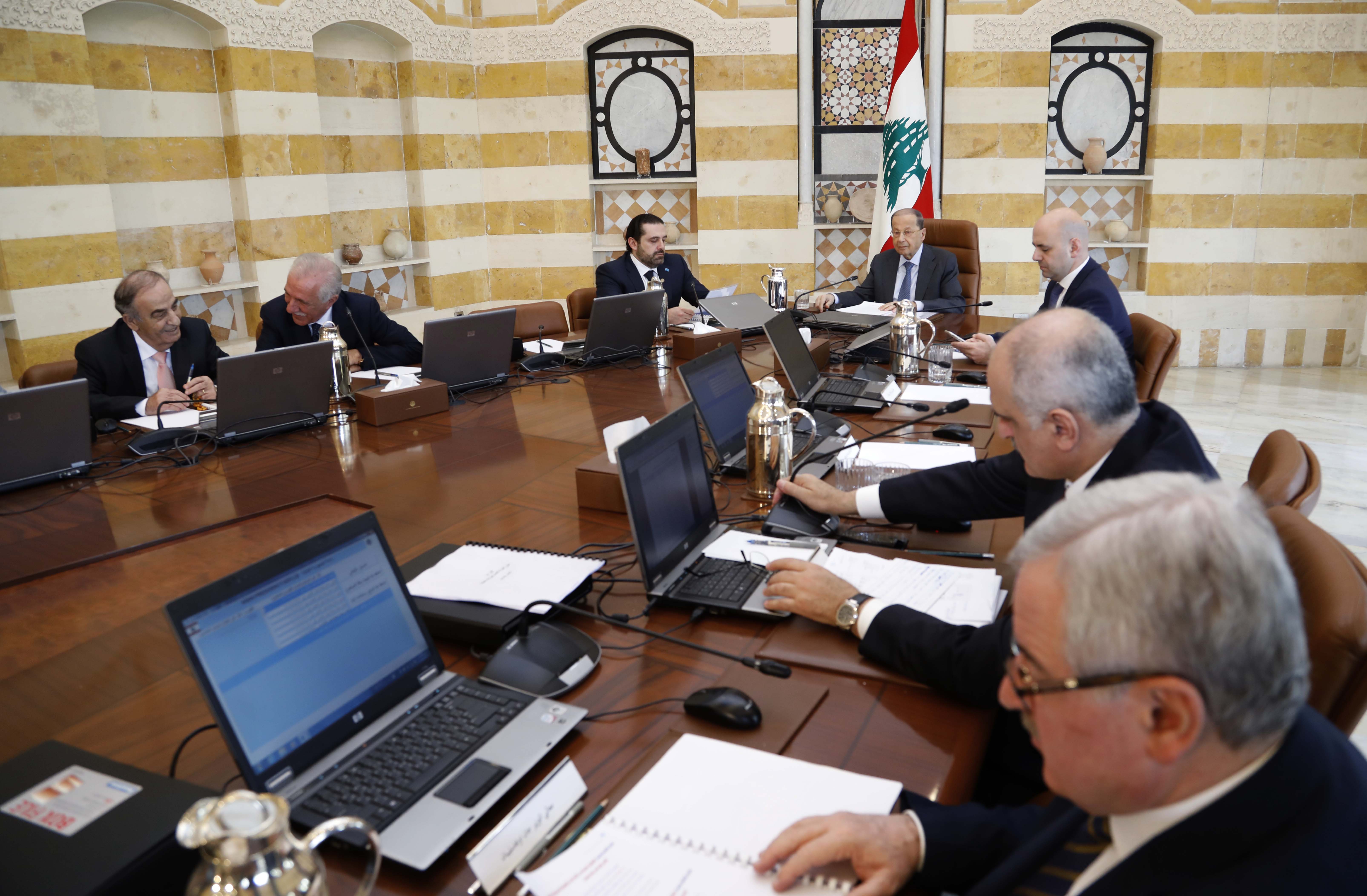 جانب من جلسة الحكومة اللبنانية المخصصة لعرض مشروع موازنة 2018