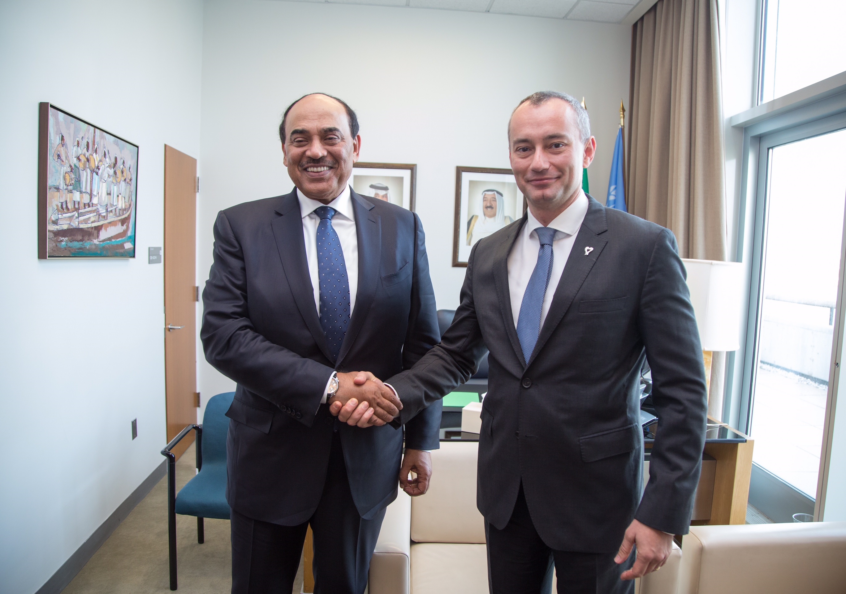 Deputy Prime Minister and Minister of Foreign Affairs Sheikh Sabah Khaled Al-Hamad Al-Sabah received the UN Special Coordinator for the Middle East Peace Process in New York Nikolay Mladenov