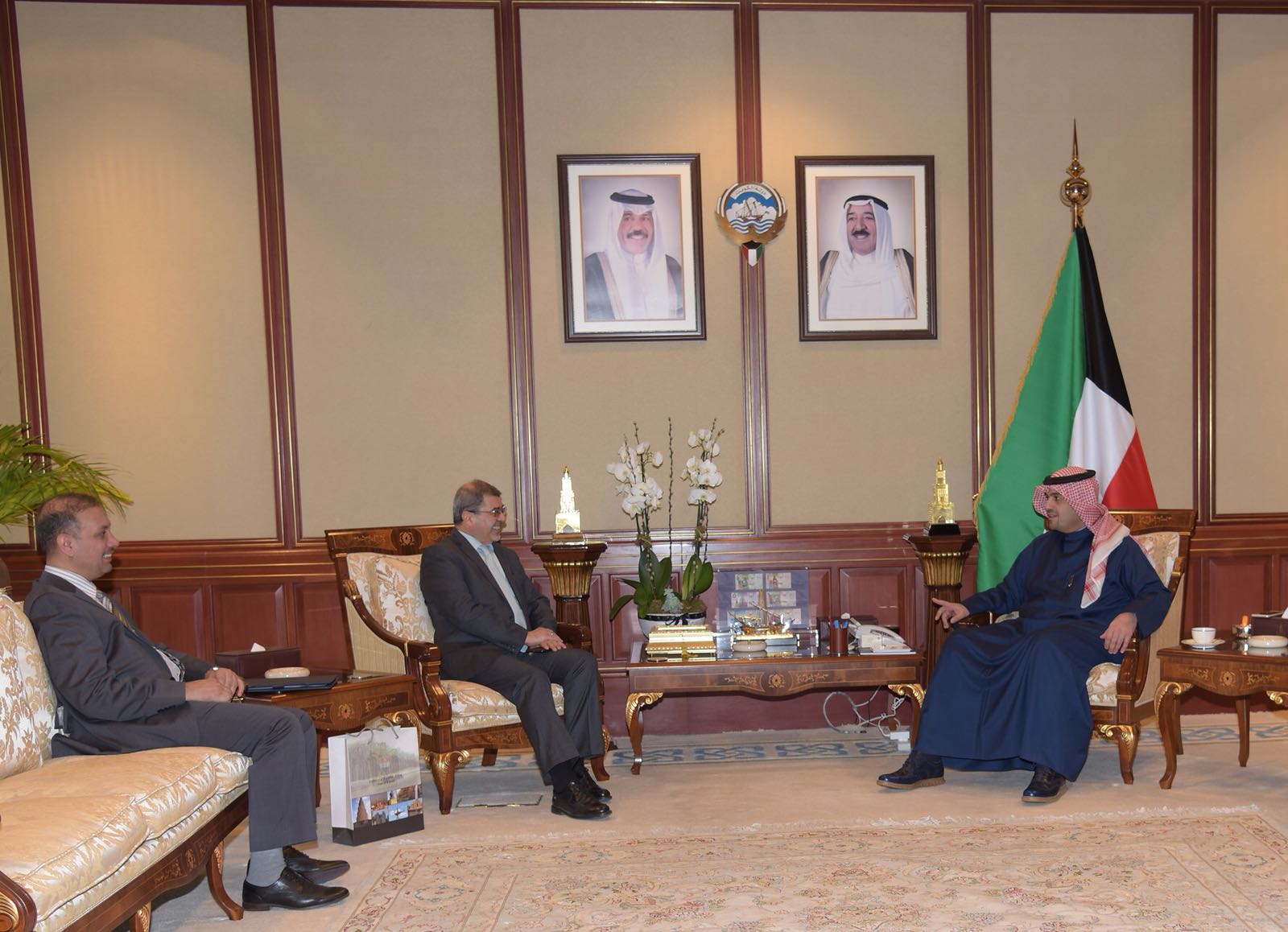 Deputy Prime Minister and Minister of State for Cabinet Affairs Anas Al-Saleh  meets with Ambassadors of Iraq Ala Al-Hashemi