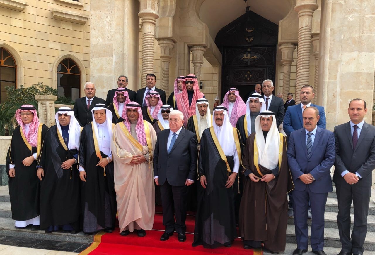 Iraqi President Fuad Masum during a meeting with visiting Saudi journalists