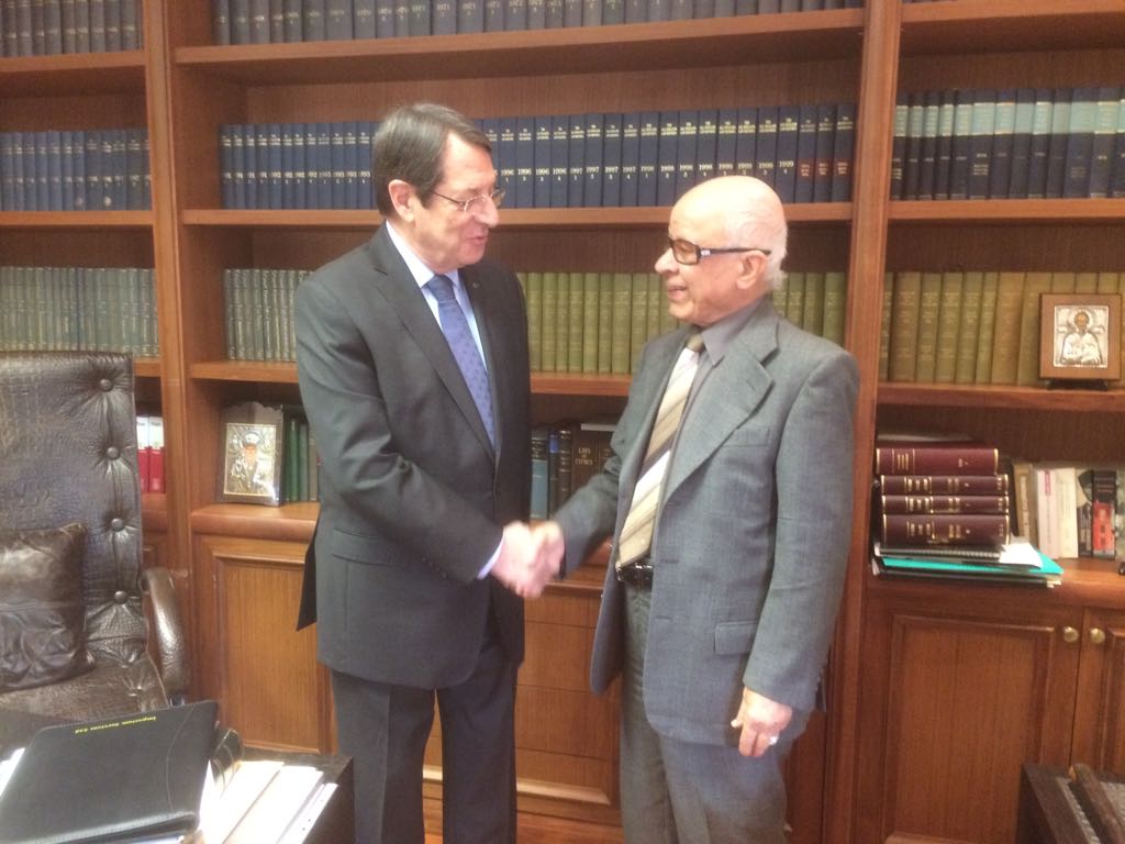 Cypriot President Nicos Anastasiades receives Honorary Consul-General of the Republic of Cyprus in Kuwait Fahad Al-Mujil