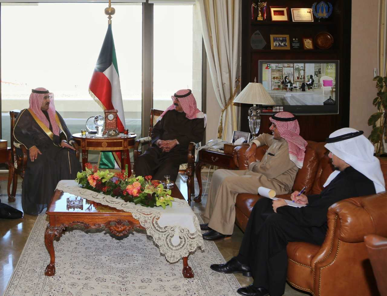 Kuwaiti Deputy Foreign Minister Khaled Al-Jarallah  meets with visiting Saudi Ambassador to Yemen Mohammad Al Jaber