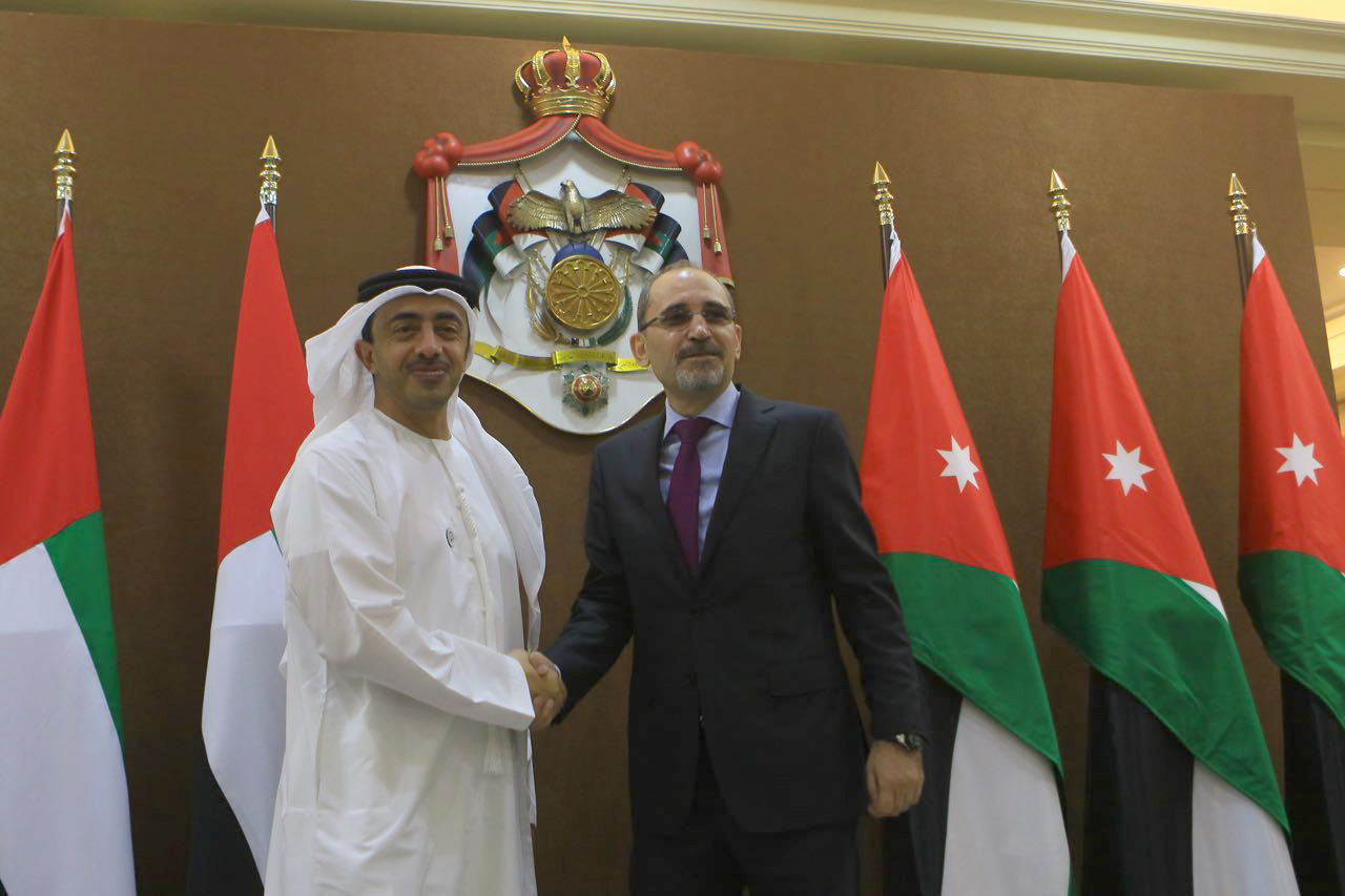 وزيرا خارجية الأردن أيمن الصفدي والإمارات الشيخ عبد الله بن زايد