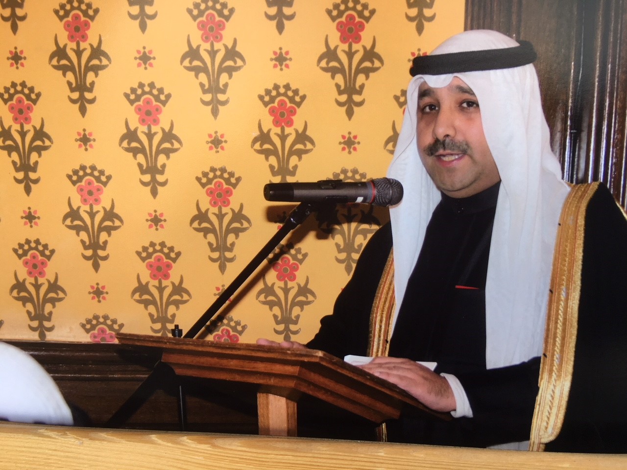 Undersecretary for ruling family affairs at the Amiri Diwan Sheikh Sabah Nasser Al-Sabah speaks during the ceremony of honoring charitable Kuwaiti figures