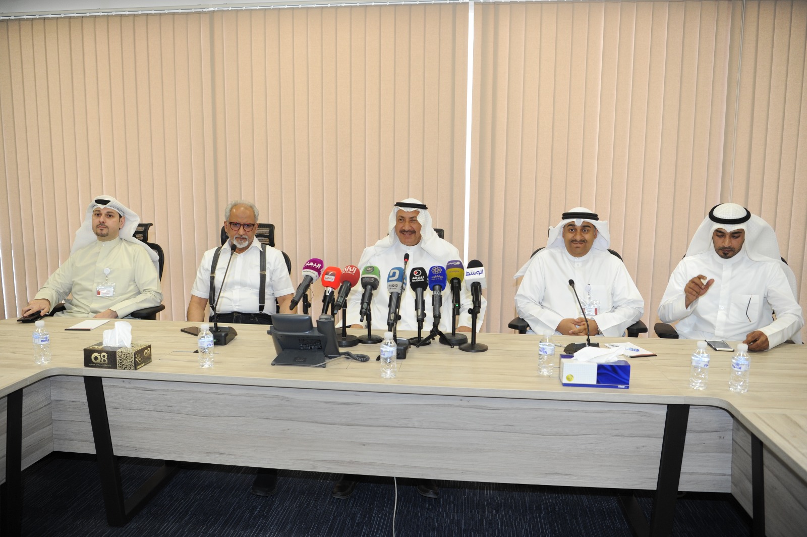 Kuwait's Minister of Public Works Hussam Al-Roumi at the press conference after surveyed the site of the new terminal at Kuwait International Airport