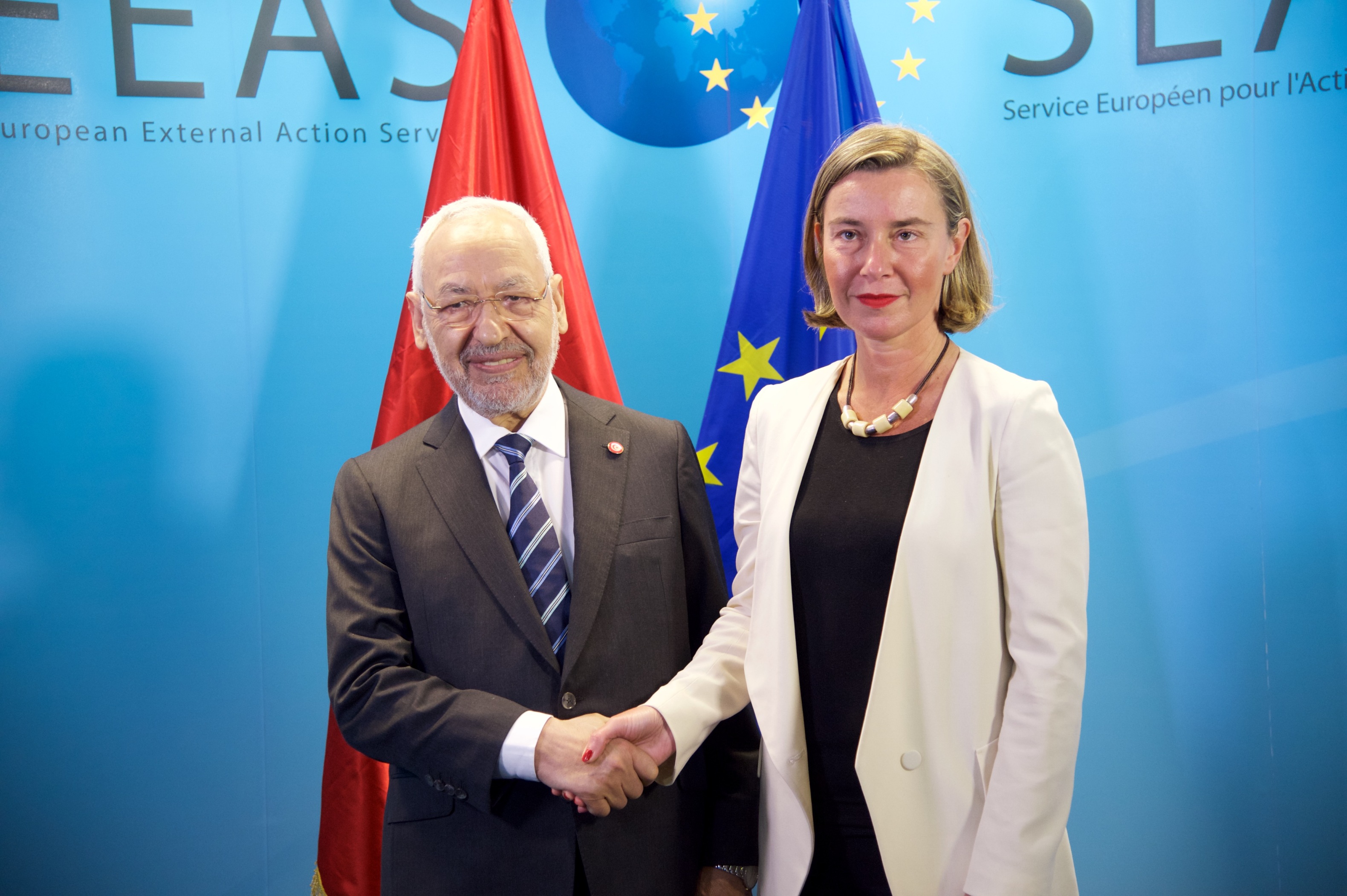 EU High Representative Federica Mogherini meets with Rached Ghannouchi