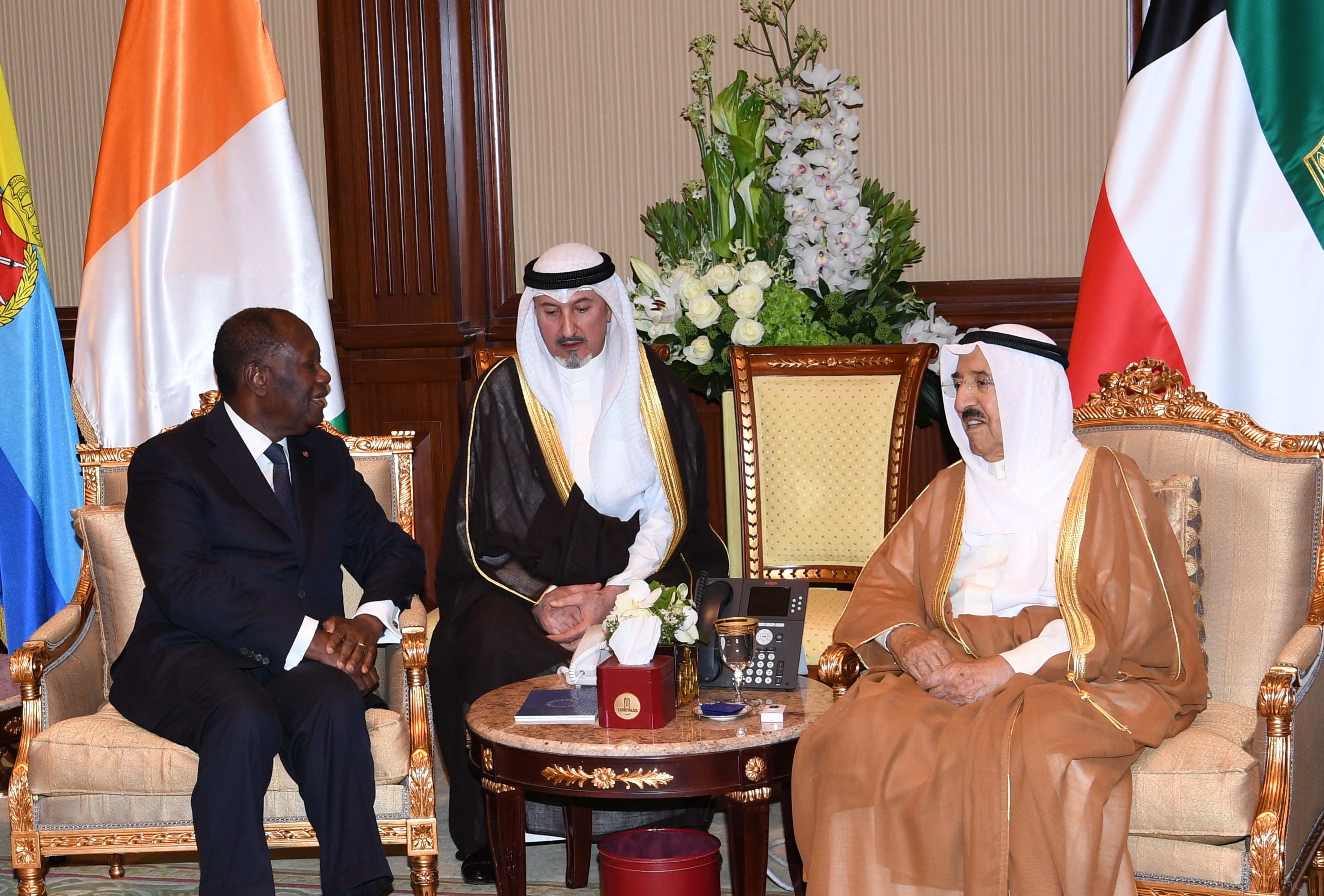 His Highness the Amir Sheikh Sabah Al-Ahmad Al-Jaber Al-Sabah receives Cote d'Ivoire's President Alassane Ouattara