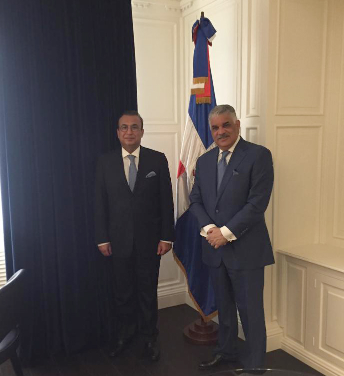 Kuwait Ambassador to Cuba Mohammad Fadhel meets with Minister of Foreign Affairs at the Dominican Republic Miguel Vargas
