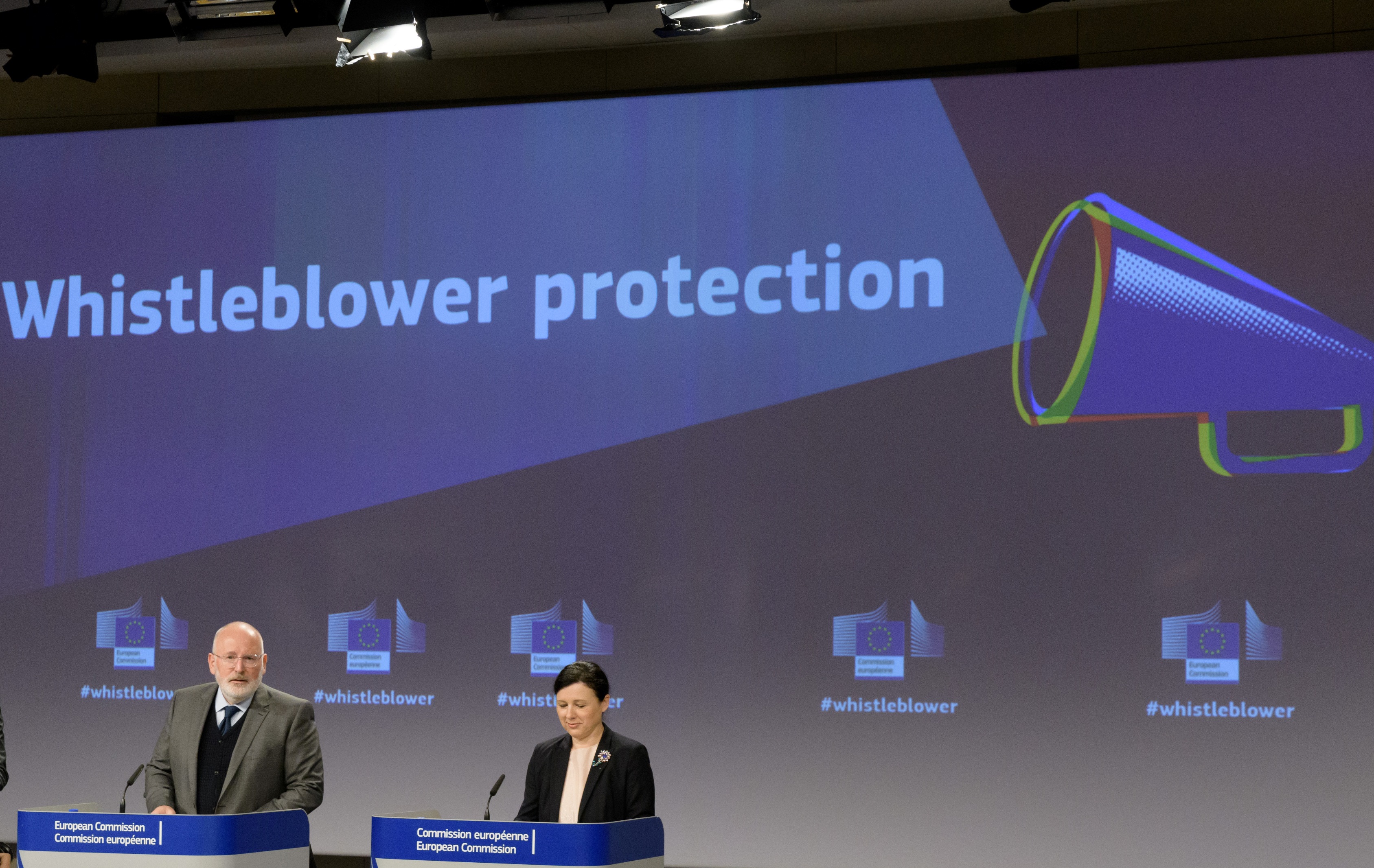 European Commission first vice-president Frans Timmermans & EU Justic Commissioner V?ra Jourov? at the press conference