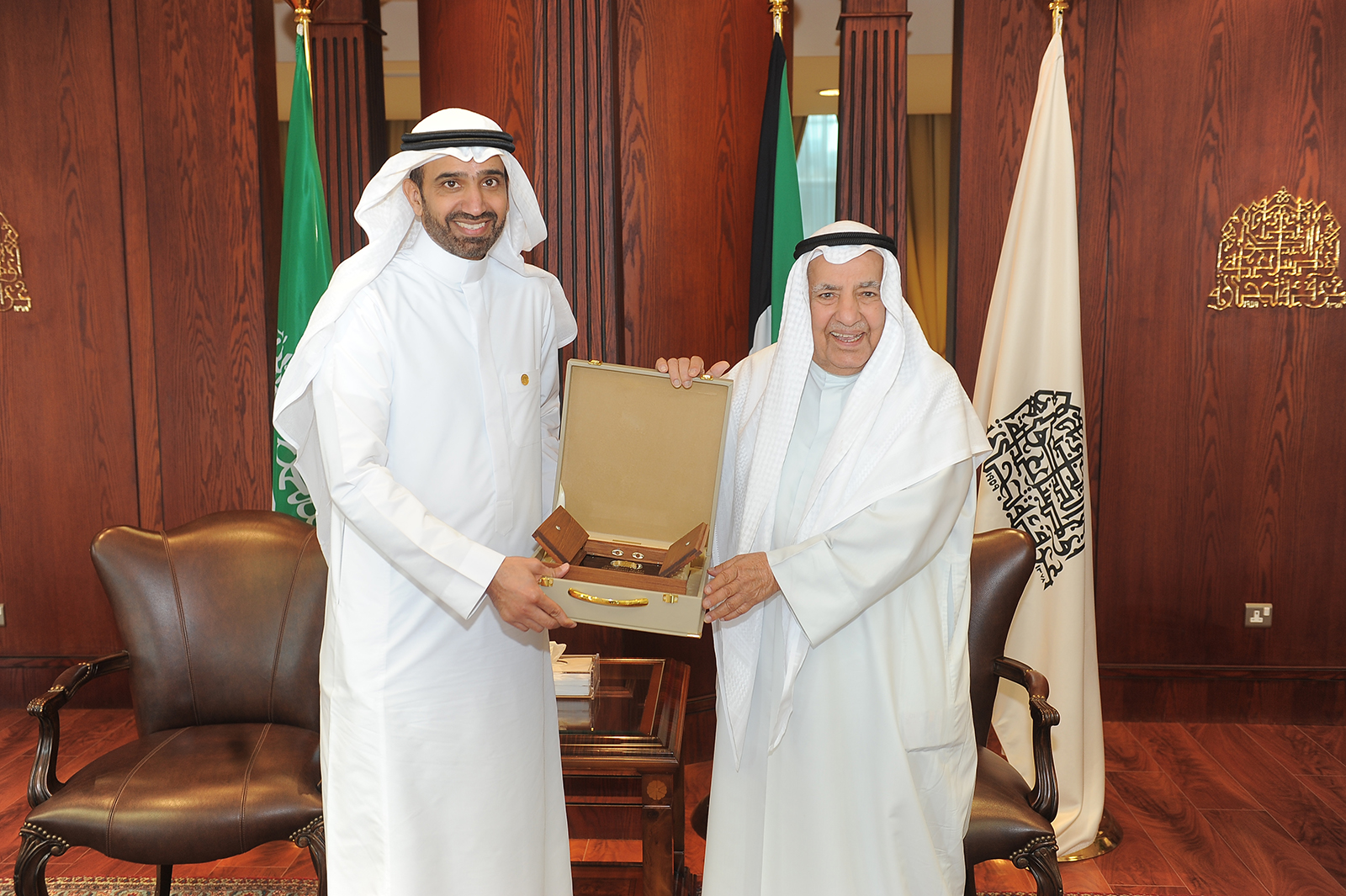 The President of Kuwait Chamber of Commerce and Industry (KCCI) Ali Al-Ghanim with Chairman of the Council of Saudi Chambers (CSC) Ahmad Al-Rajhi