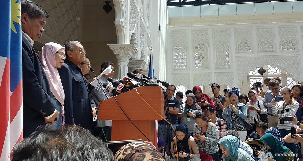 Newly-elected Malaysian Prime Minister Dr. Mahathir Mohamad during the press conference