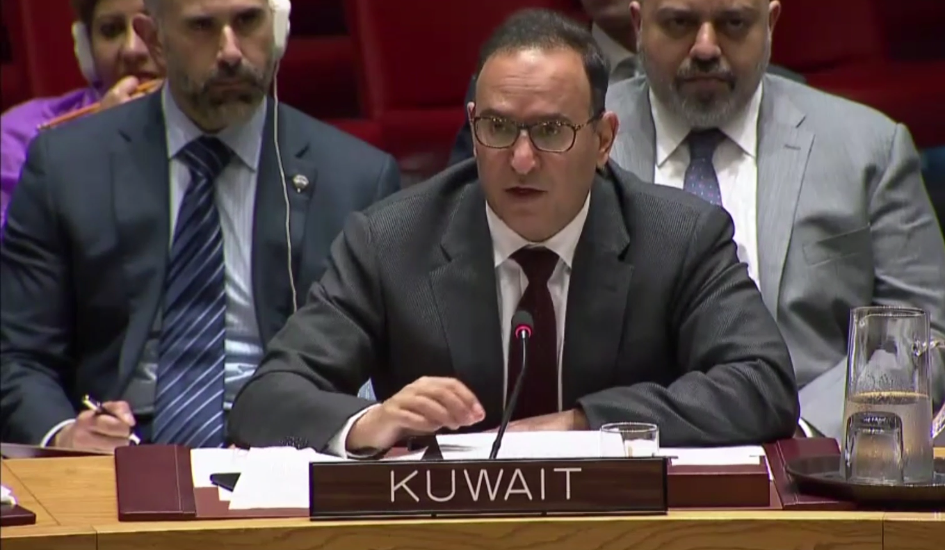 المندوب الدائم لدى الامم المتحدة السفير منصور العتيبي خلال جلسة مجلس الامن حول كوسوفو