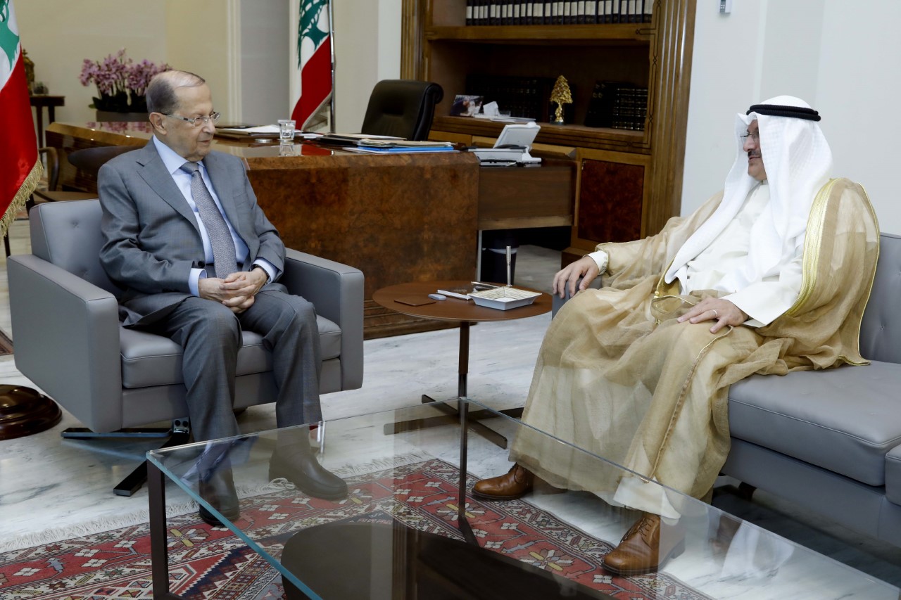 Lebanon's President Michel Aoun meets with Kuwaiti Ambassador to Lebanon Abdulaal Al-Qenaie