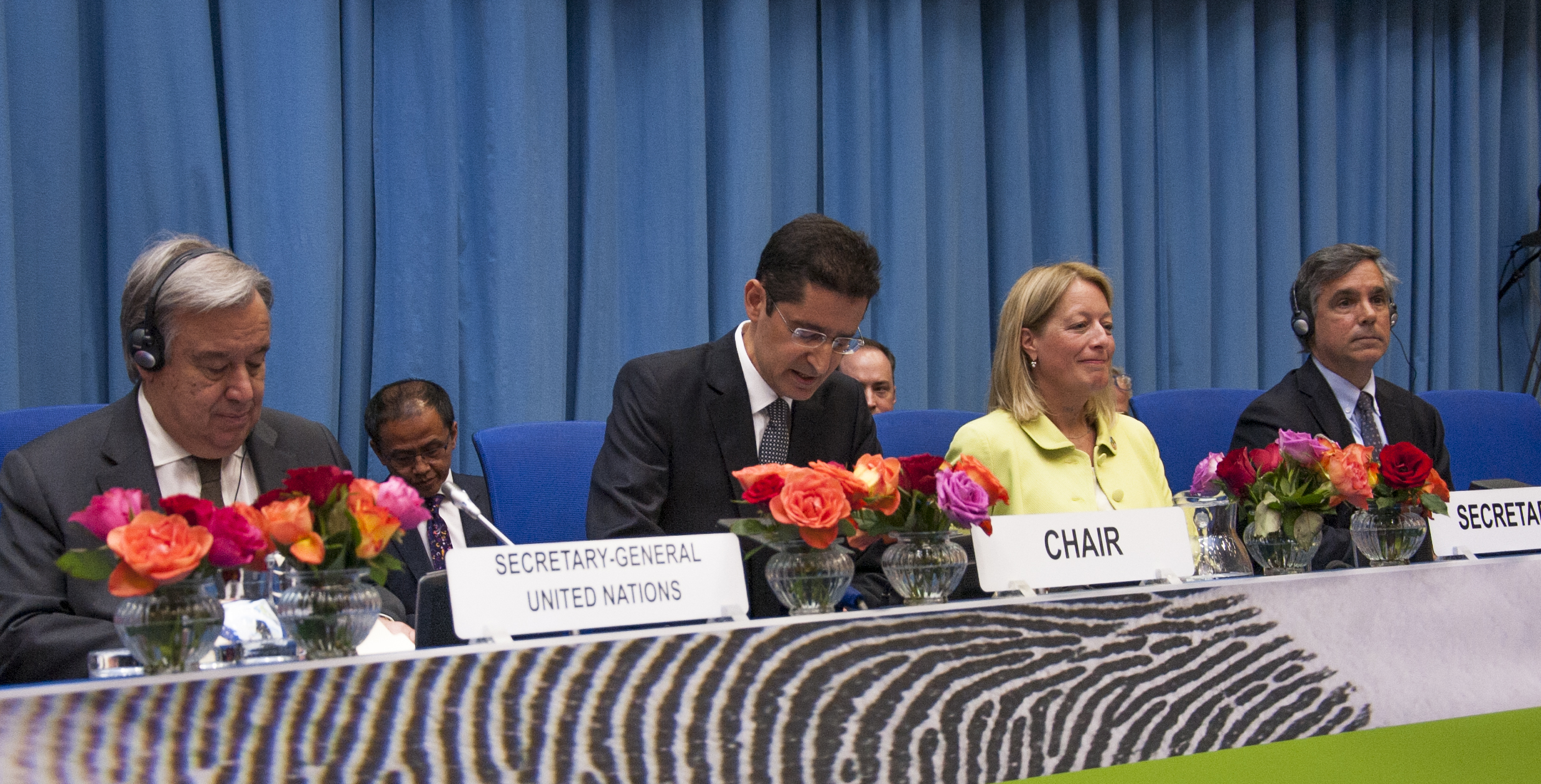 الامين العام للامم المتحدة انطونيو غوتيريش يلقي كلمة له امام اعمال الدورة ال 27 للجنة الامم المتحدة لمنع الجريمة واقرار العدالة الجنائية في فيينا