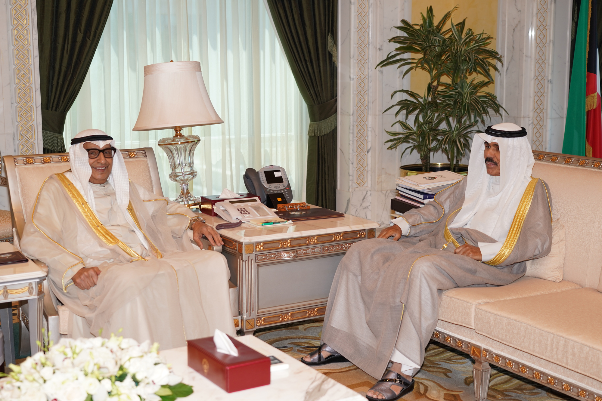 His Highness the Crown Prince Sheikh Nawaf Al-Ahmad Al-Jaber Al-Sabah received Kuwaiti Ambassador in the UK and Ireland Khaled Al- Duwaisan