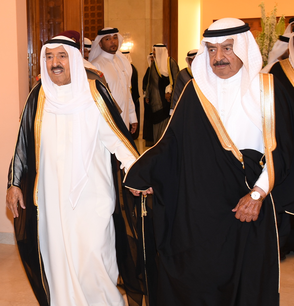 His Highness the Amir Sheikh Sabah Al-Ahmad Al-Jaber Al-Sabah receives Bahraini Prime Minister Prince Khalifa bin Salman Al Khalifa