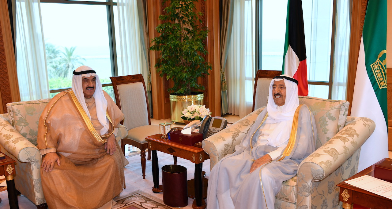 Highness the Amir Sheikh Sabah Al-Ahmad Al-Jaber Al-Sabah receives His Highness Sheikh Nasser Al-Mohammad Al-Ahmad Al-Sabah