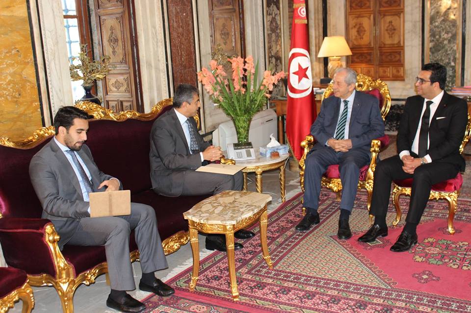 Kuwaiti Ambassador to Tunisia Ali Al-Dhafiri meets with Tunisian Parliament Speaker Mohamed Ennaceur