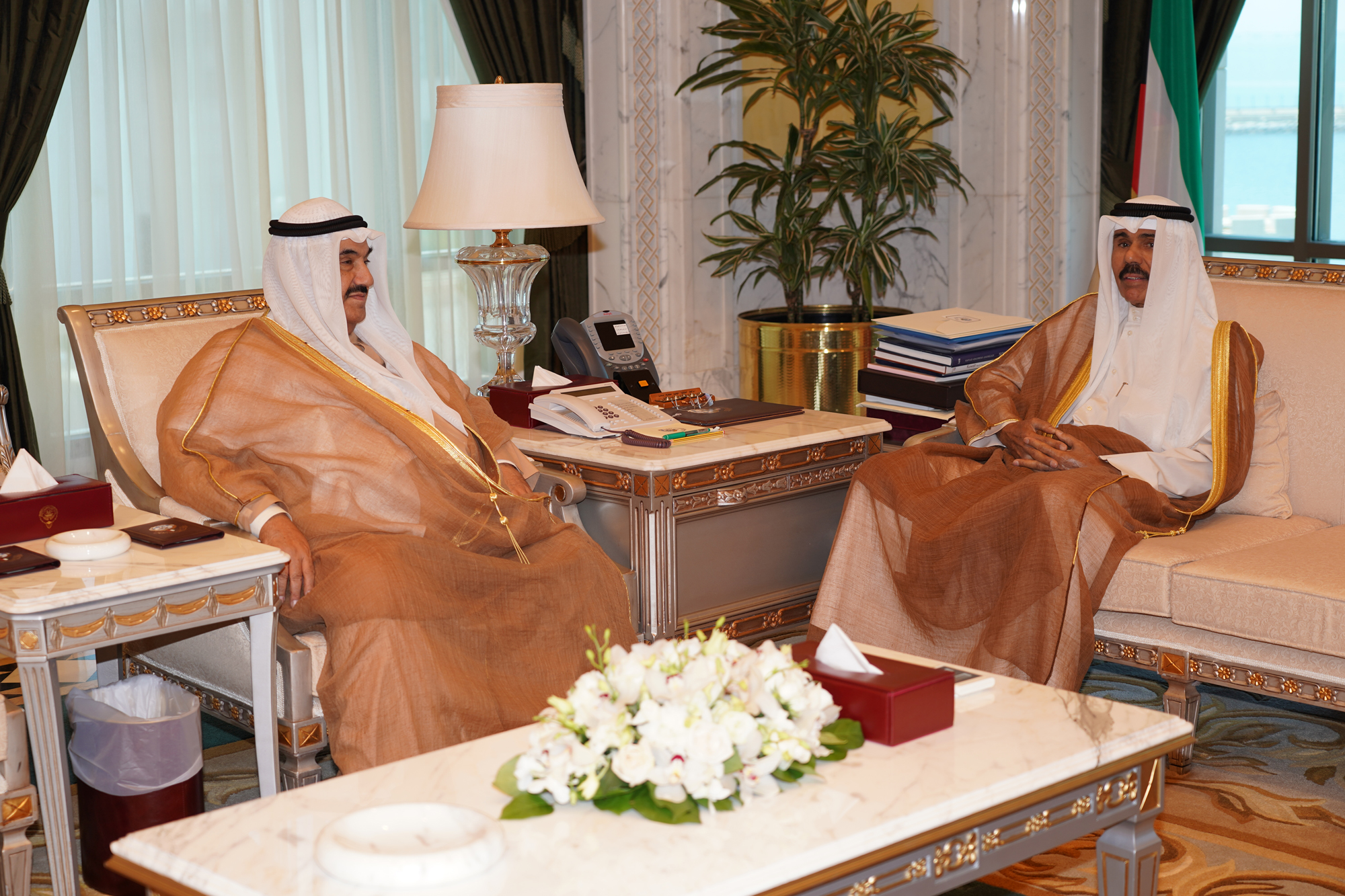 His Highness the Crown Prince Sheikh Nawaf Al-Ahmad Al-Jaber Al-Sabah received His Highness Sheikh Nasser Al-Mohammad Al-Ahmad Al-Sabah