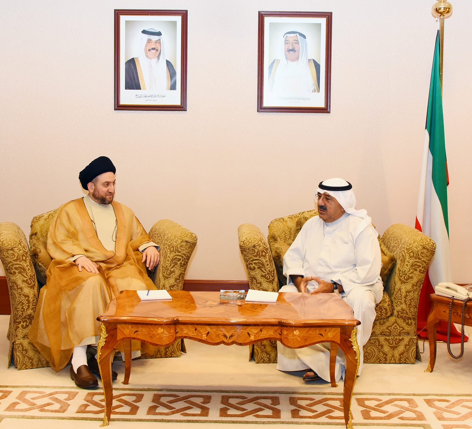 First Deputy Prime Minister and Minister of Defense Sheikh Nasser Sabah Al-Ahmad Al-Sabah receives Sayyid Ammar Al-Hakim, Leader of National Wisdom Movement of Iraq