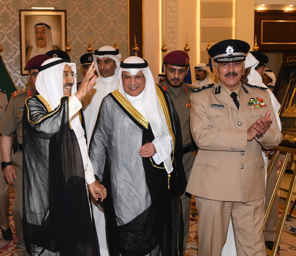 His Highness the Amir Sheikh Sabah Al-Ahmad Al-Jaber Al-Sabah  during a visit to the Interior Ministry