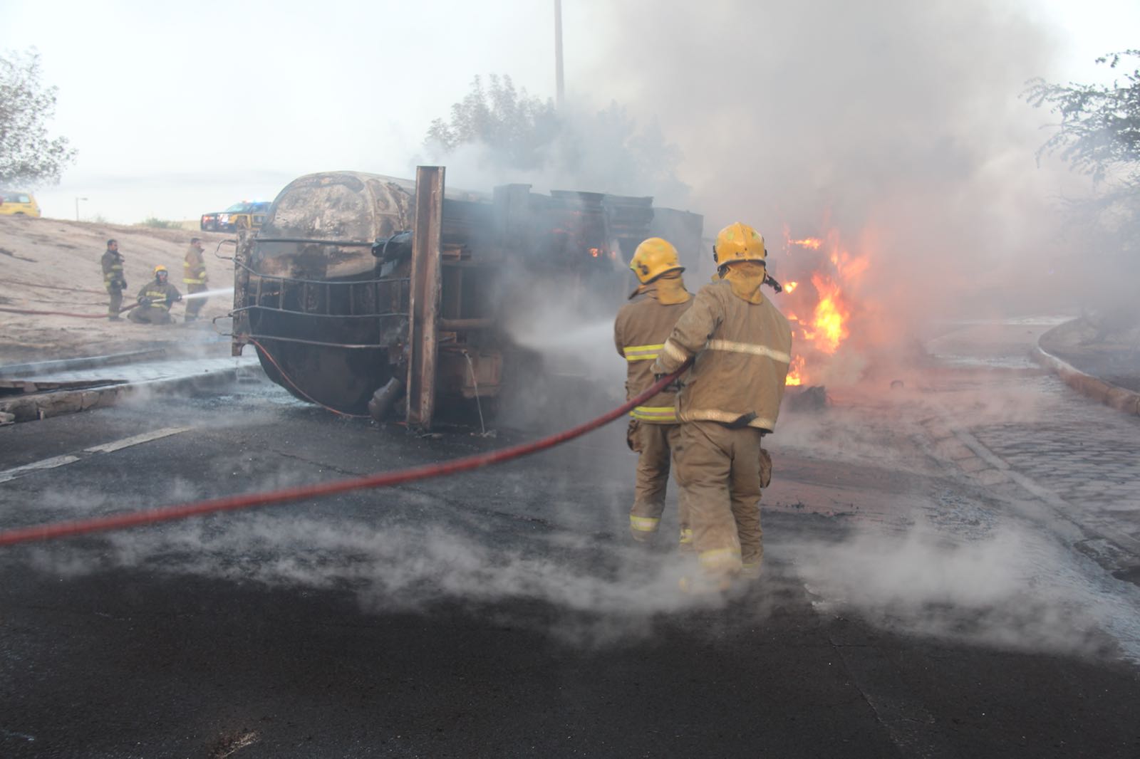 KUNA KFSD fire due to petrol truck accident under control near 360