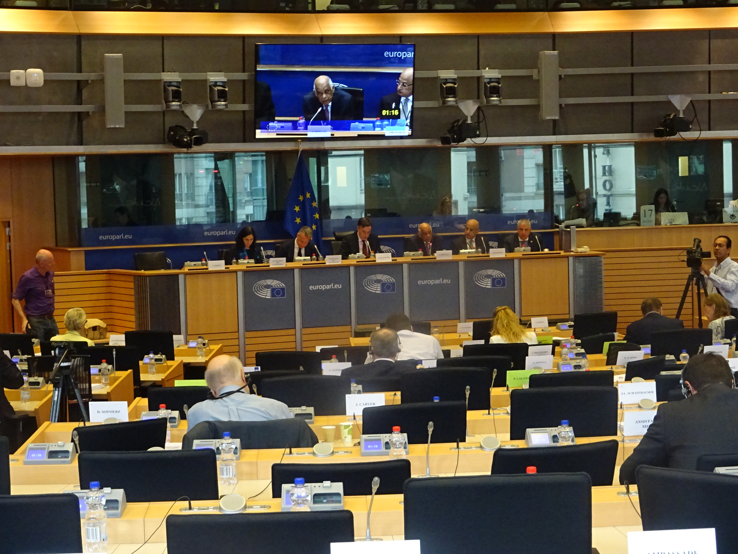 The President of the Egyptian Parliament Dr. Ali Abdel Aal  speaking at the EP