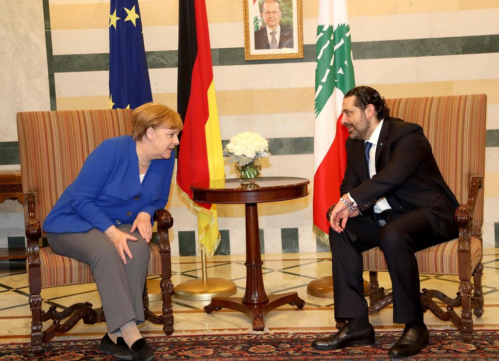 رئيس الوزراء اللبناني المكلف تشكيل الحكومة سعد الحريري مع المستشارة الألمانية أنجيلا ميركل