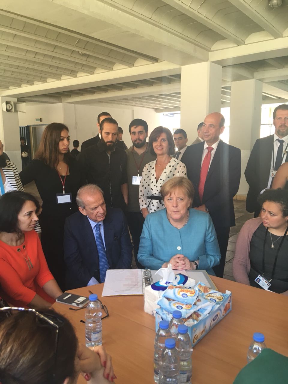 Germany's Chancellor Angela Merkel paid a visit to Sheikh Jaber Al-Ahmad Al-Sabah School in Ras Beirut neighborhood