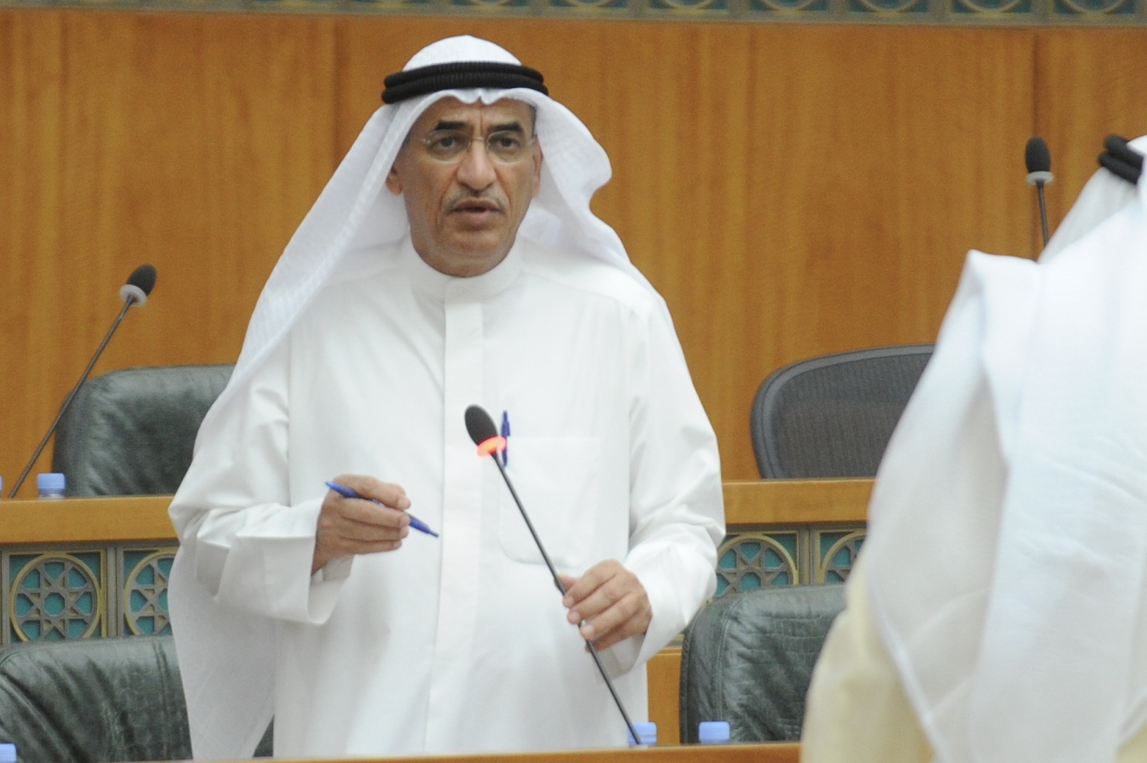 Minister of Oil Bhakeet Al-Rashidi speaking during a regular session for the National Assembly