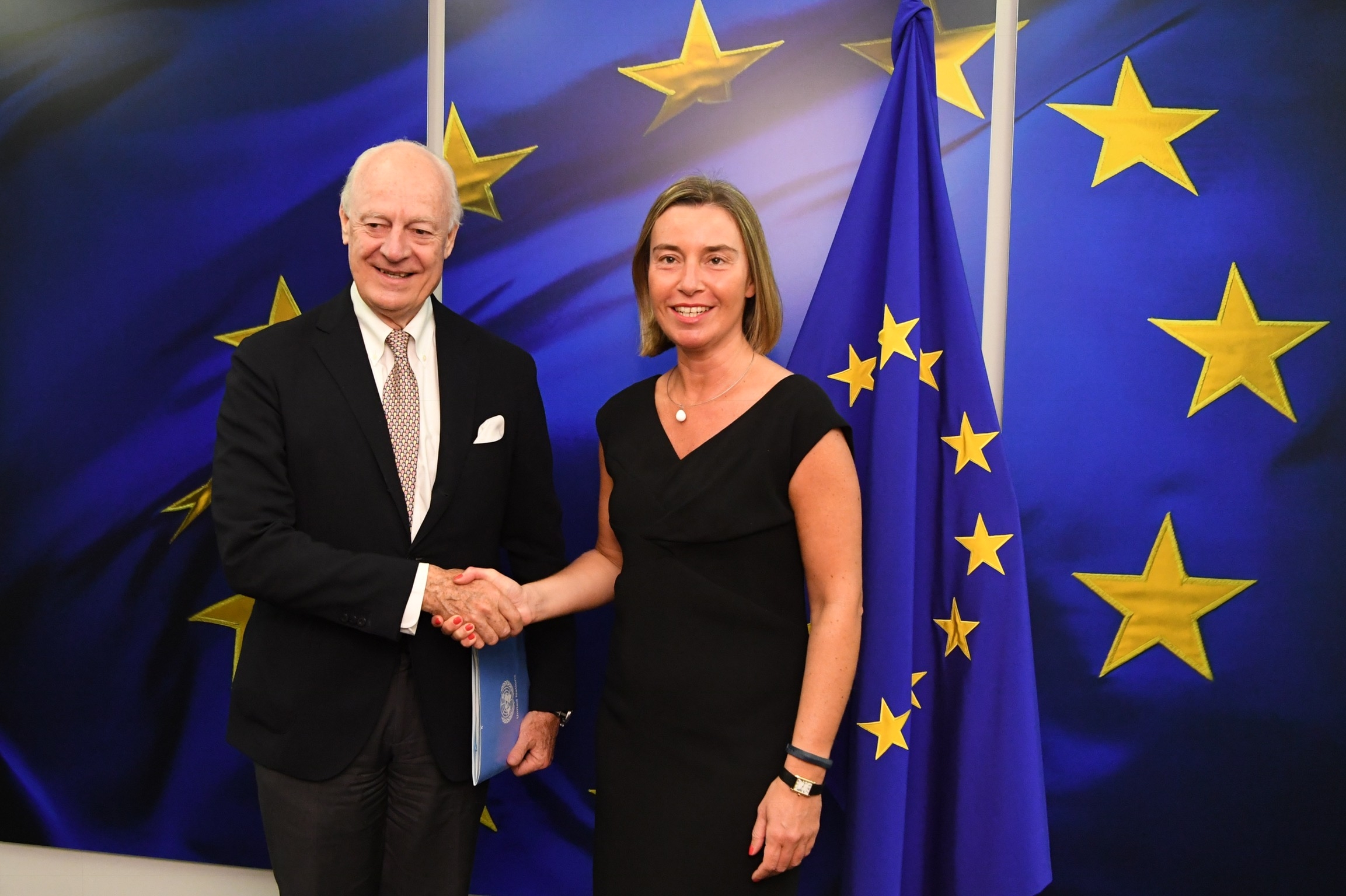 Federica Mogherini,EU  High Representative meets with Staffan De Mistura, UN Special Envoy for Syria