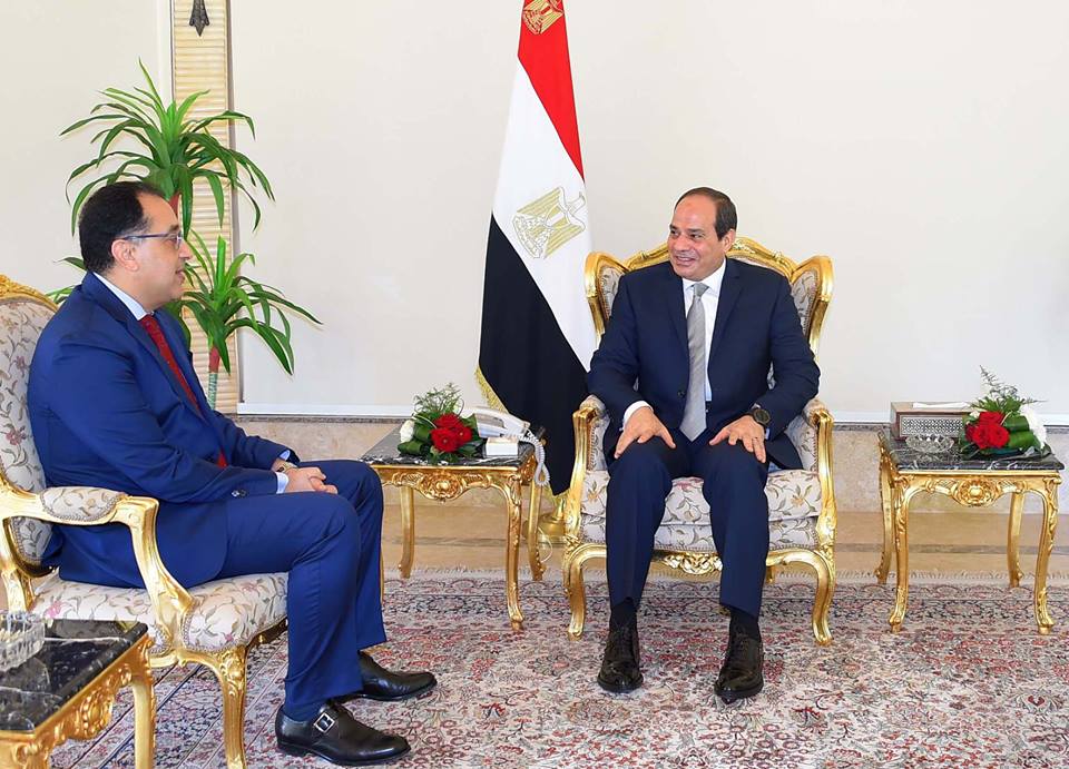Egyptian President Abdel-Fattah Al-Sisi receives assigned Prime Minister  Moustafa Madbouli