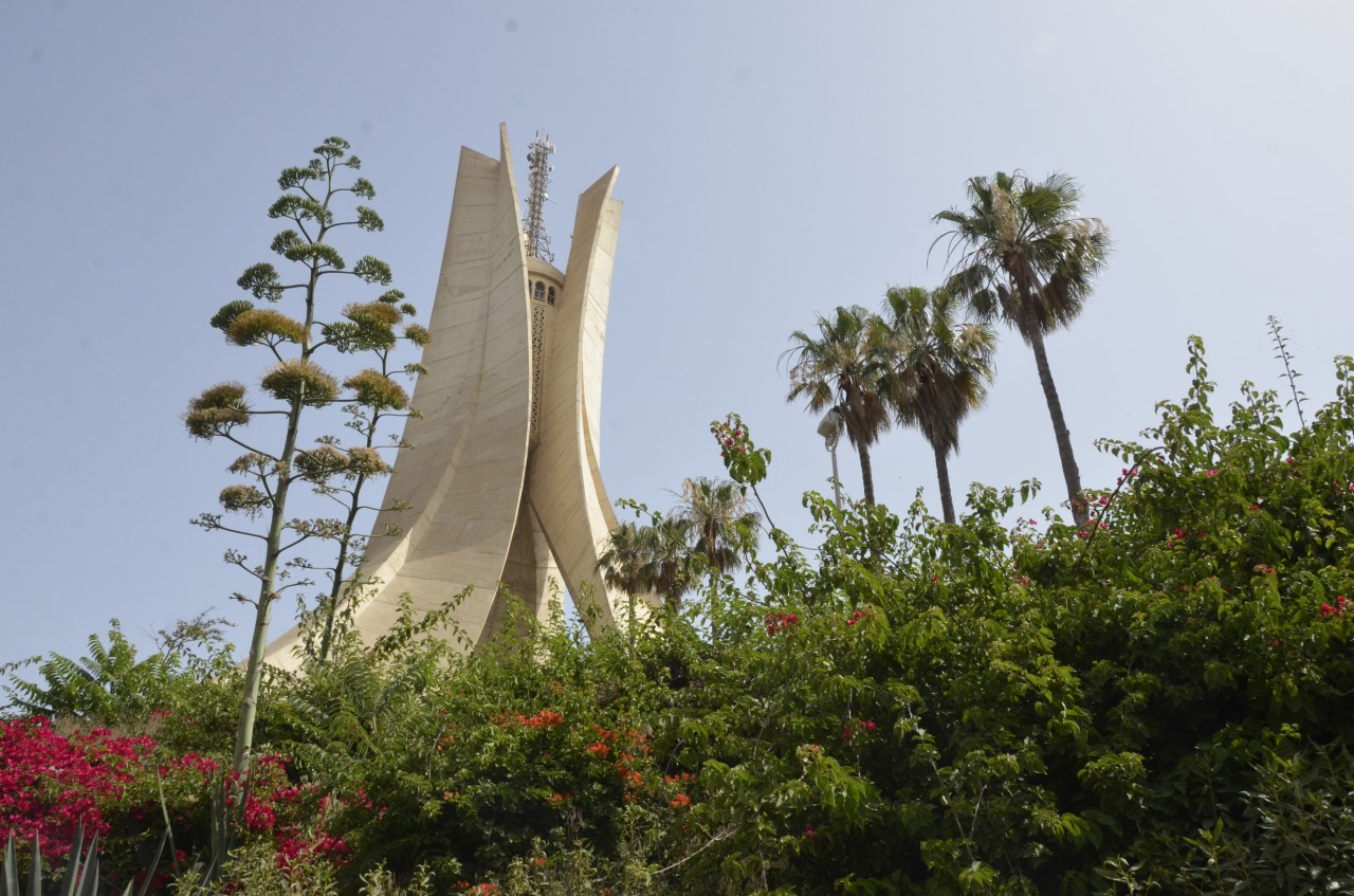 The Maqam Echahid (Martyr Memorial) is an iconic concrete monument commemorating the Algerian war for independence