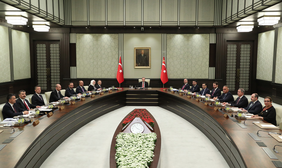 الرئيس التركي رجب طيب اردوغان يترأس أول اجتماع للحكومة في ظل نظام الحكم الرئاسي الجديد