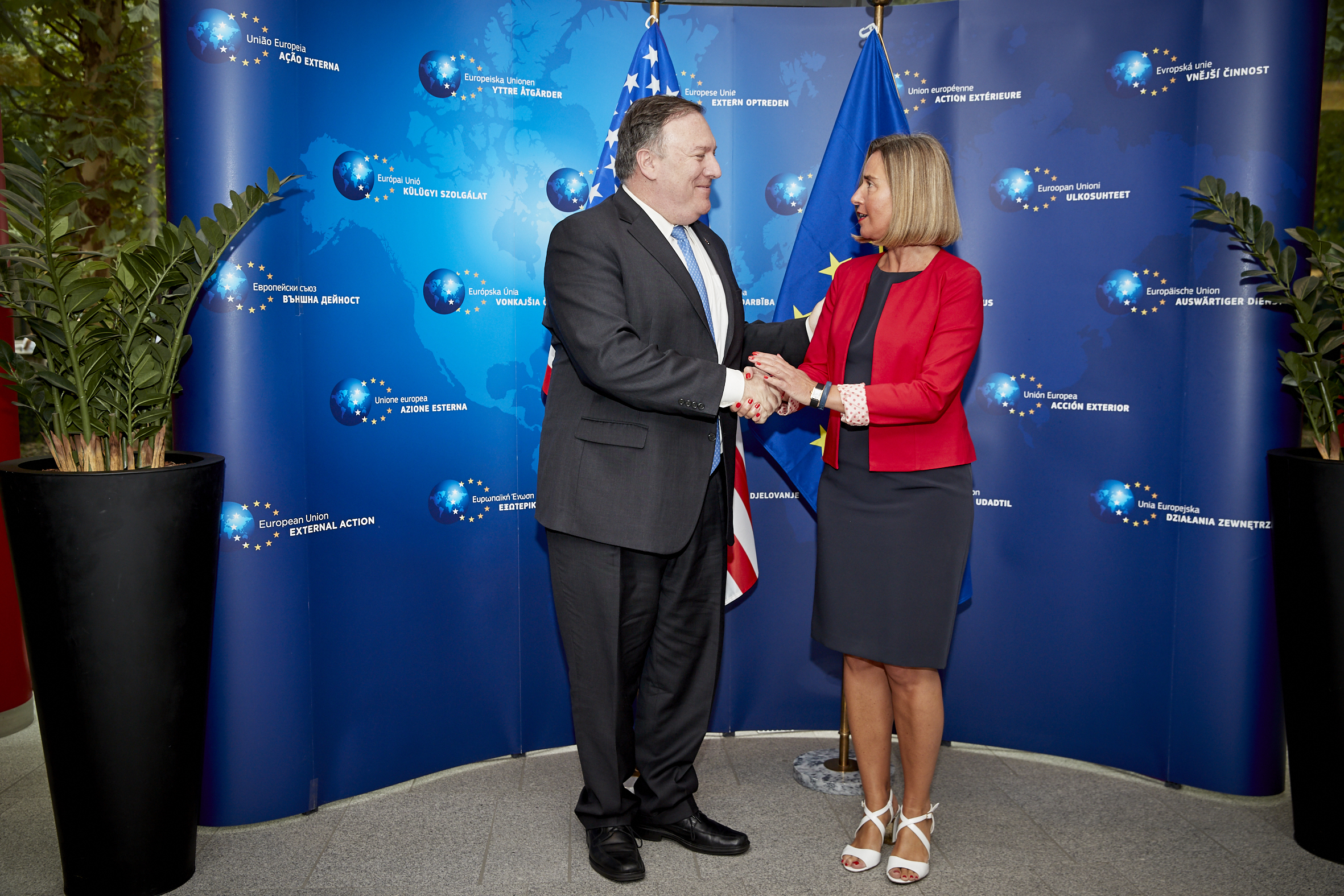 EU High Representative Federica Mogherini meets with US Secretary of State Mike Pompeo