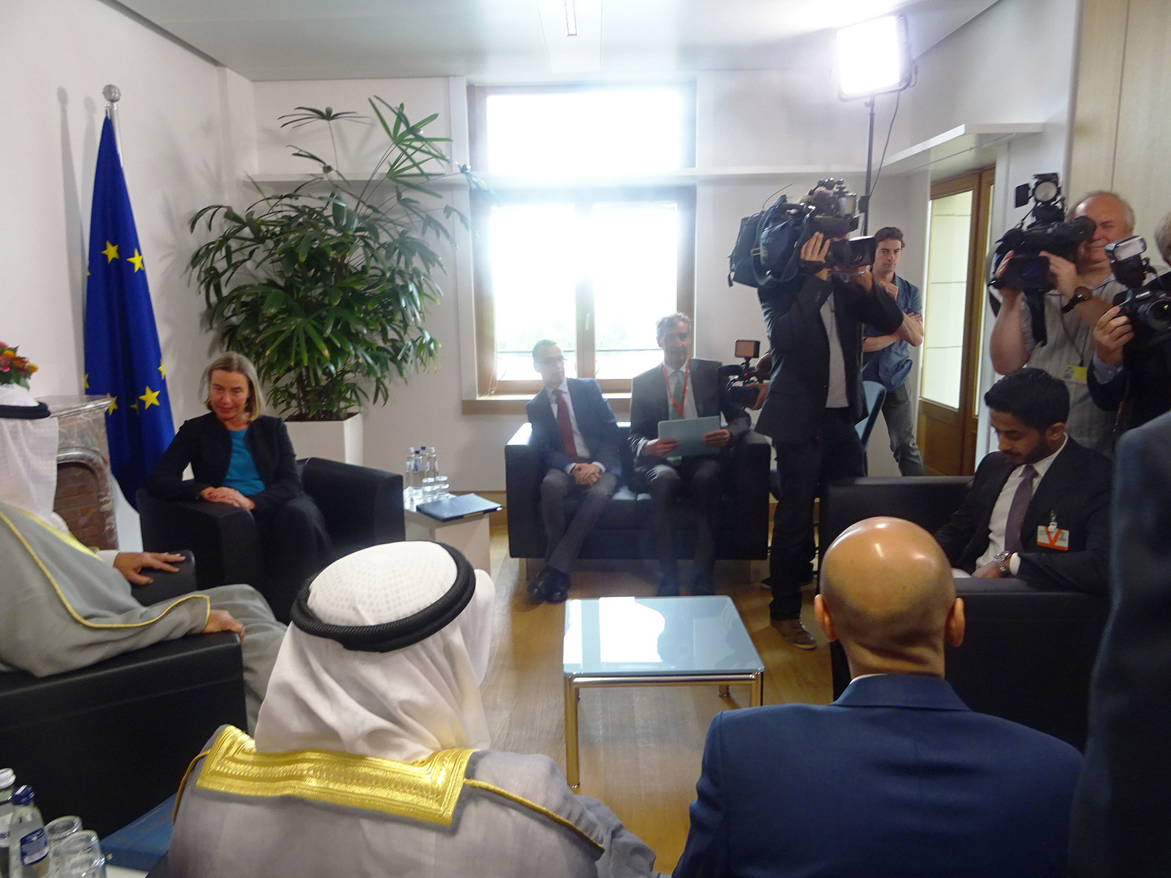 Sheikh Sabah Khaled Al-Hamad Al-Sabah, Kuwait's Deputy Prime Minister and Minister of Foreign Affairs meets with EU High Representative Federica Mogherini