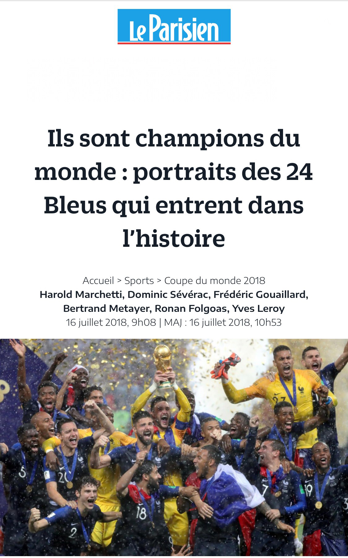 Ils sont champions du monde : portraits des 24 Bleus qui entrent dans  l'histoire - Le Parisien