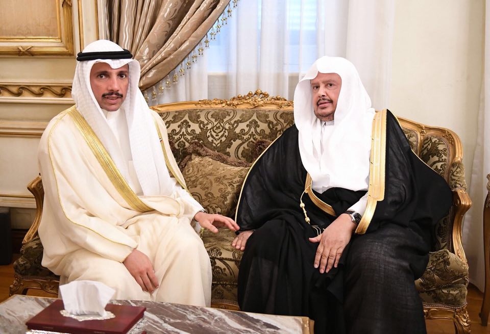 Speaker of the Kuwaiti National Assembly Marzouq Al-Ghanim meets Head of the Saudi Shura Council Abdullah bin Mohammad Al Ash-Sheikh