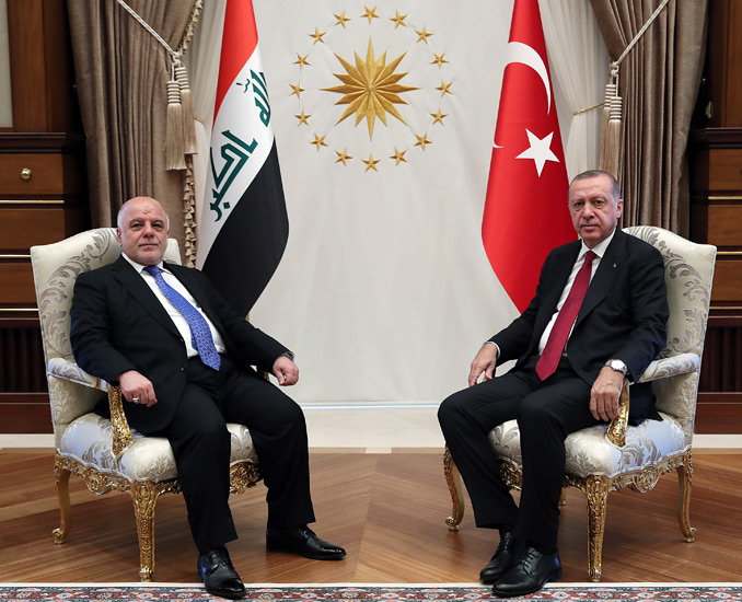 Turkish President Recep Tayyip Erdogan receives Iraqi Prime Minister Haidar Al-Abadi