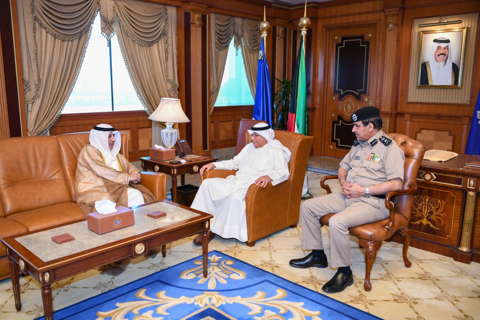 Kuwaiti Deputy Prime Minister and Interior Minister Sheikh Khaled Al-Jarrah Al-Sabah meets with Kuwait's Ambassador to Jordan Aziz Al-Daihani