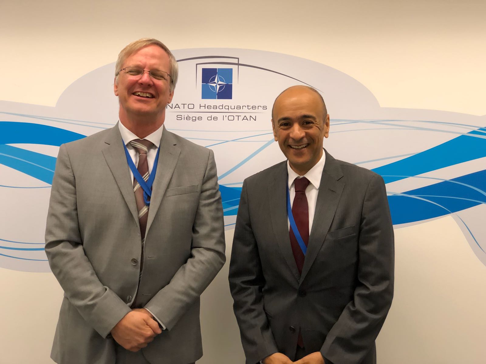 Kuwaiti Ambassador to Belgium Jassem Al-Budaiwi with Director of Defence Planning, Defence Policy and Planning Division at NATO headquarters Paul Savereux