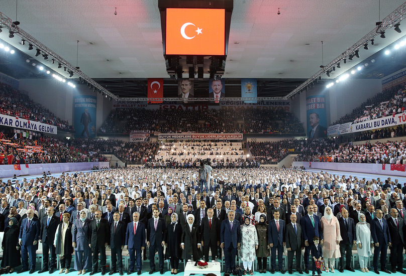 جانب من اجتماع المؤتمر السادس لحزب العدالة والتنمية الحاكم في تركيا