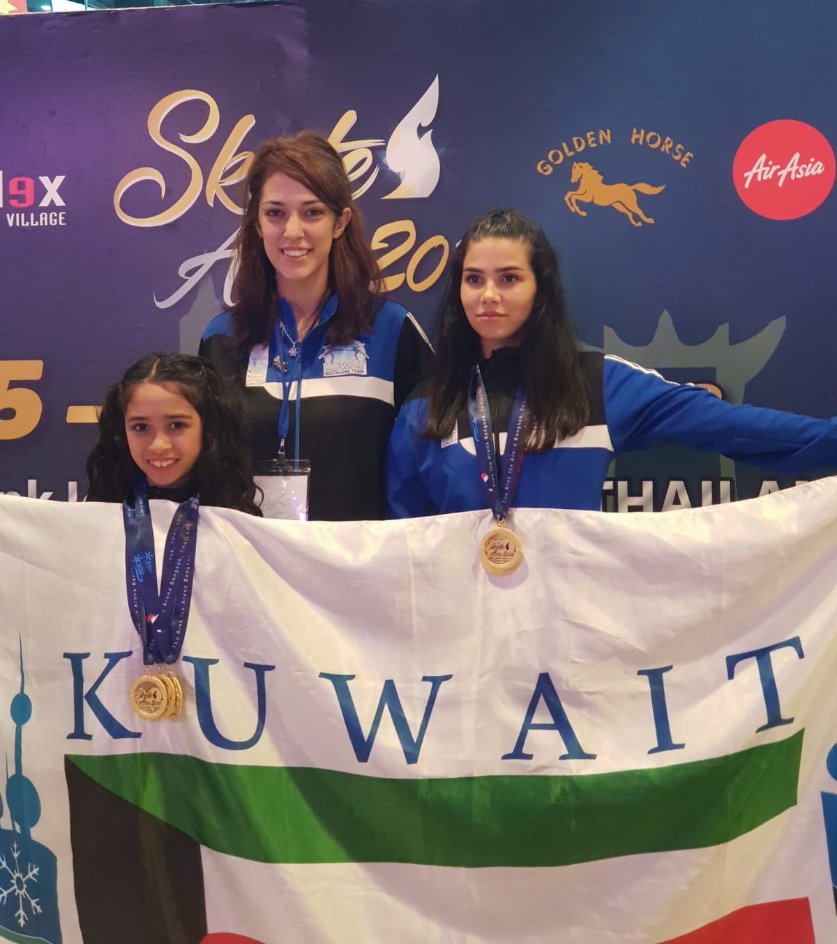 Hanan Al-Qallaf and  Fatima Ashkanani won first place in a competition after a distinguished performance