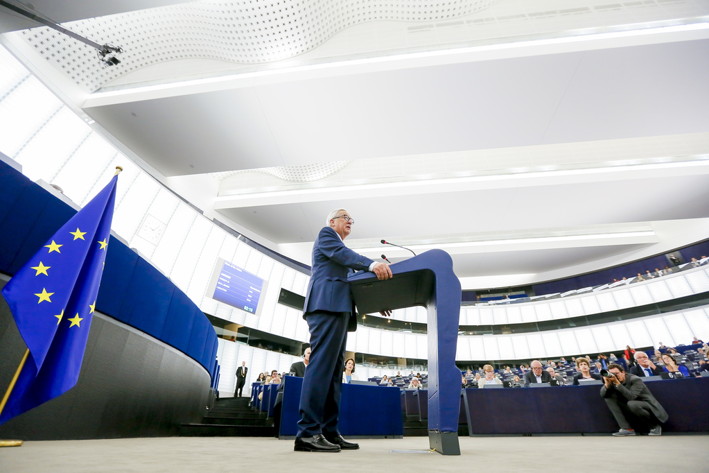European Commission President Jean Clause Juncker speaking in the EP in Strasbourg