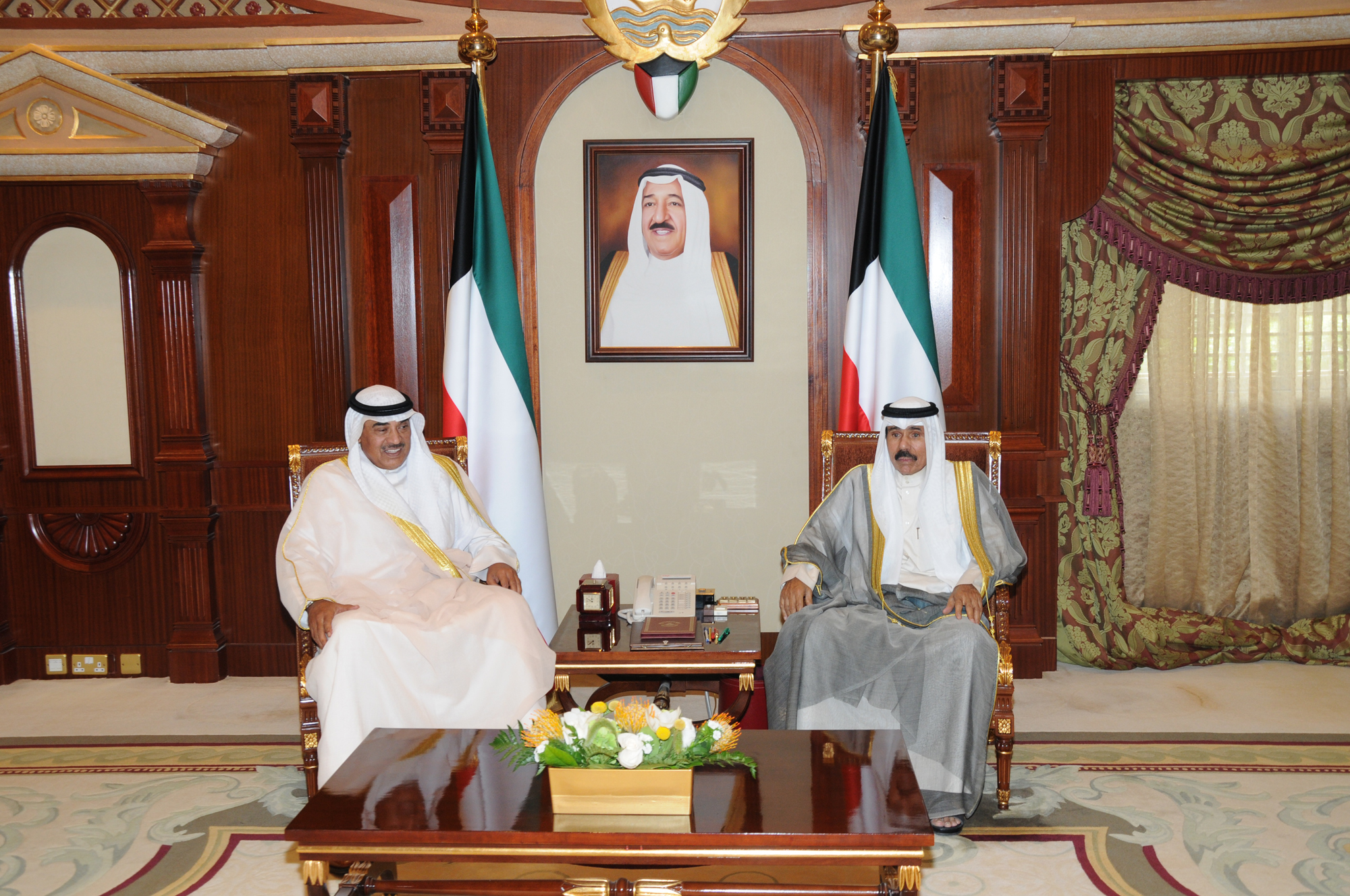 His Highness the Crown Prince Sheikh Nawaf Al-Ahmad Al-Jaber Al-Sabah received Deputy Prime Minister and Foreign Minister Sheikh Sabah Al-Khaled Al-Hamad Al-Sabah