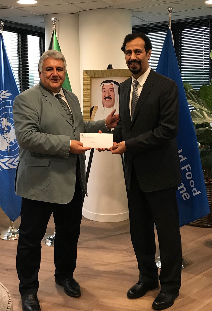 Kuwaiti Ambassador to Italy Sheikh Ali Al-Khalid Al-Sabah and WFP's Deputy Executive Director Amir Abdulla during the 4th anniversary of UN's honoring of His Highness the Amir Sheikh Sabah Al-Ahmad Al-Jaber Al-Sabah with the title "Humanitarian Leade