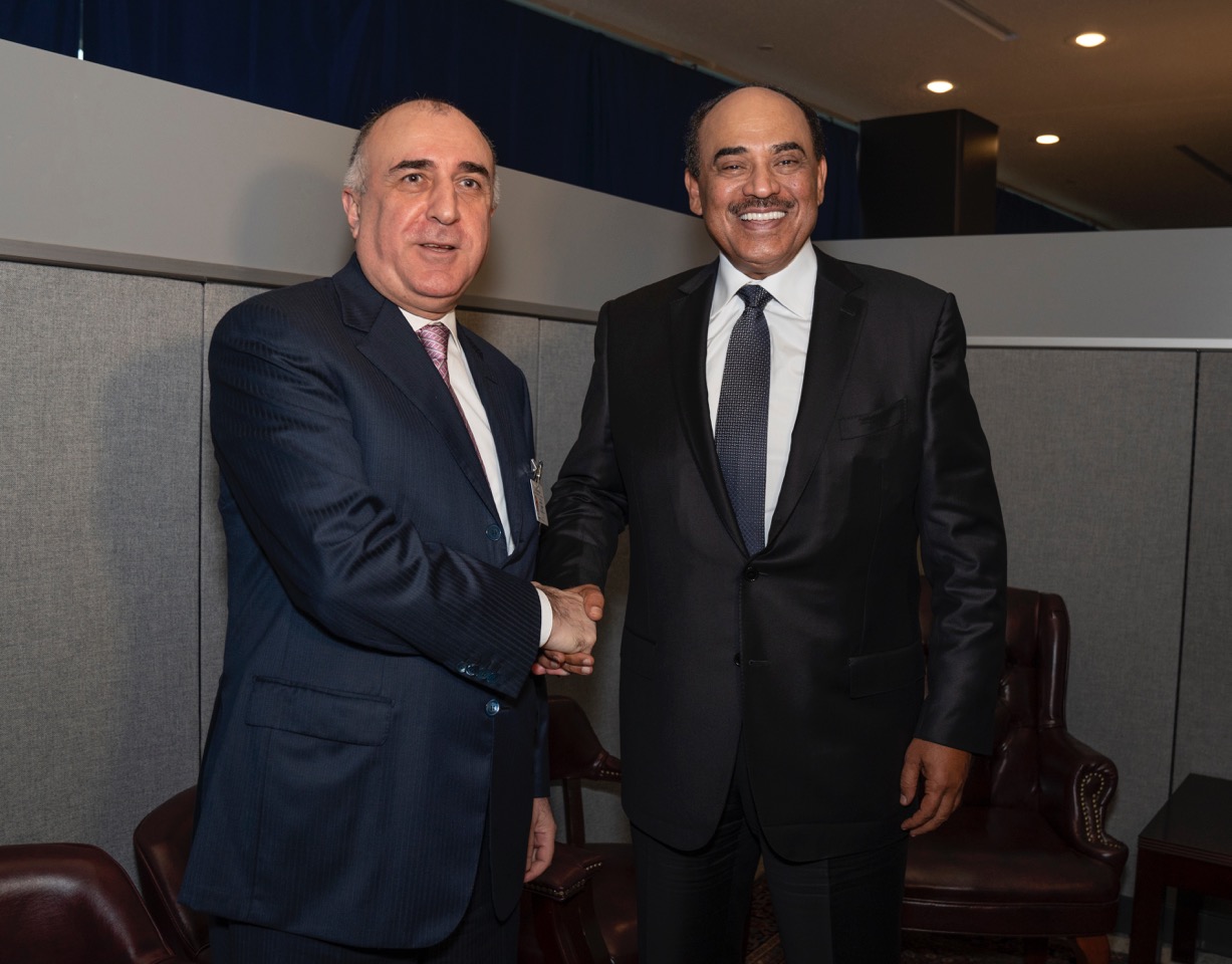 Deputy Premier and Foreign Minister Sheikh Sabah Khaled Al-Hamad Al-Sabah meets with Azerbaijan's Foreign Minister Elmar Mammadyarov