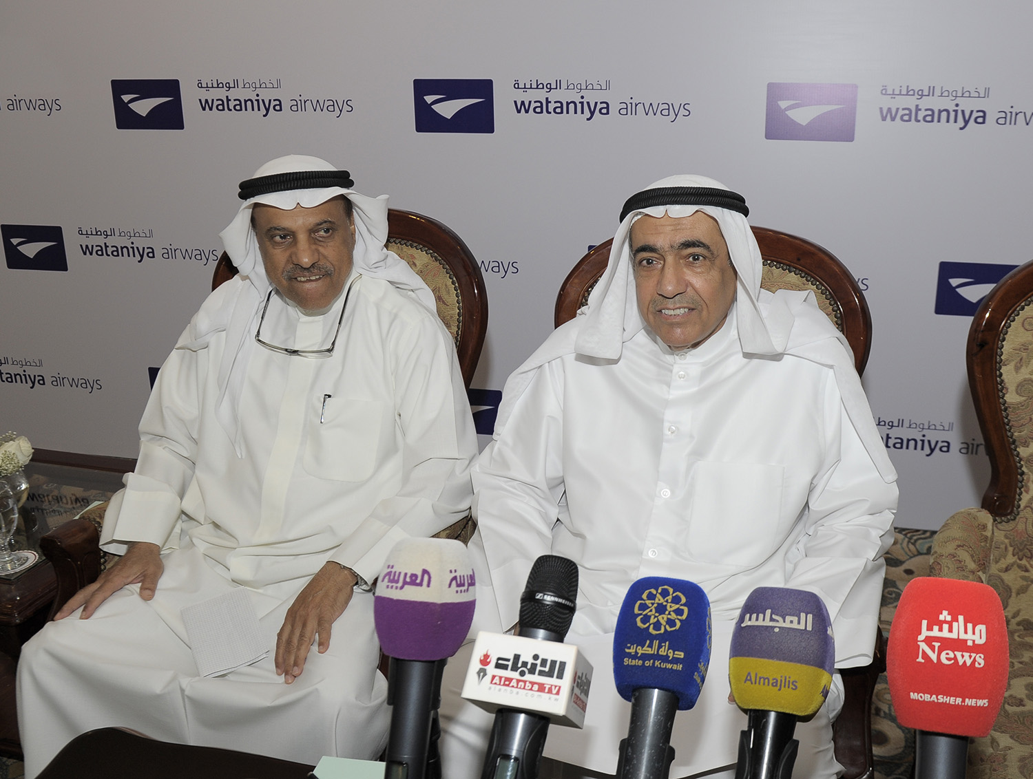 Board Chairman of the privately-owned carrier Ali Al-Fozan during the news conference