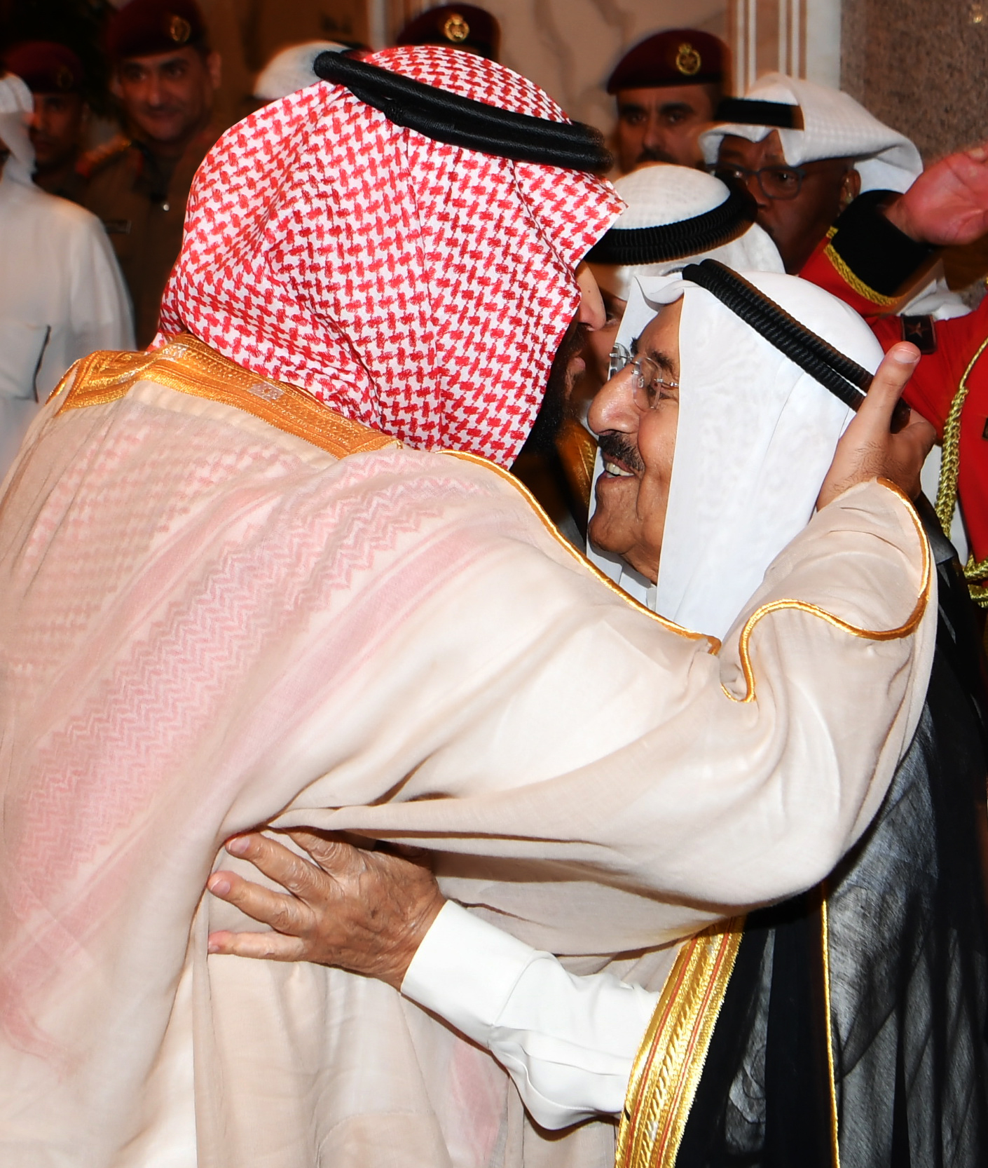 His Highness the Amir Sheikh Sabah Al-Ahmad Al-Jaber Al-Sabah with visiting Saudi Crown Prince, Deputy Premier and Defense Minister Mohammad bin Salman bin Abdulaziz