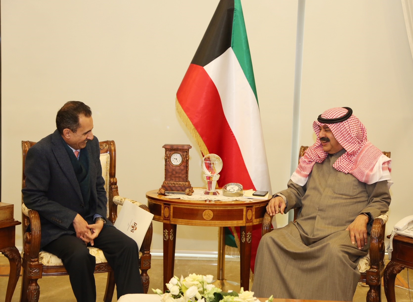 Kuwaiti Deputy Foreign Minister Khaled Al-Jarallah meets with Algerian Ambassador to Kuwait Abdulhamid Abdawi